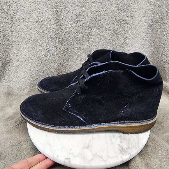 Clarks Shoes Mens Size 12 Blue Leather Crepe Rubber Sole Chukka Boots *Read* main image 13